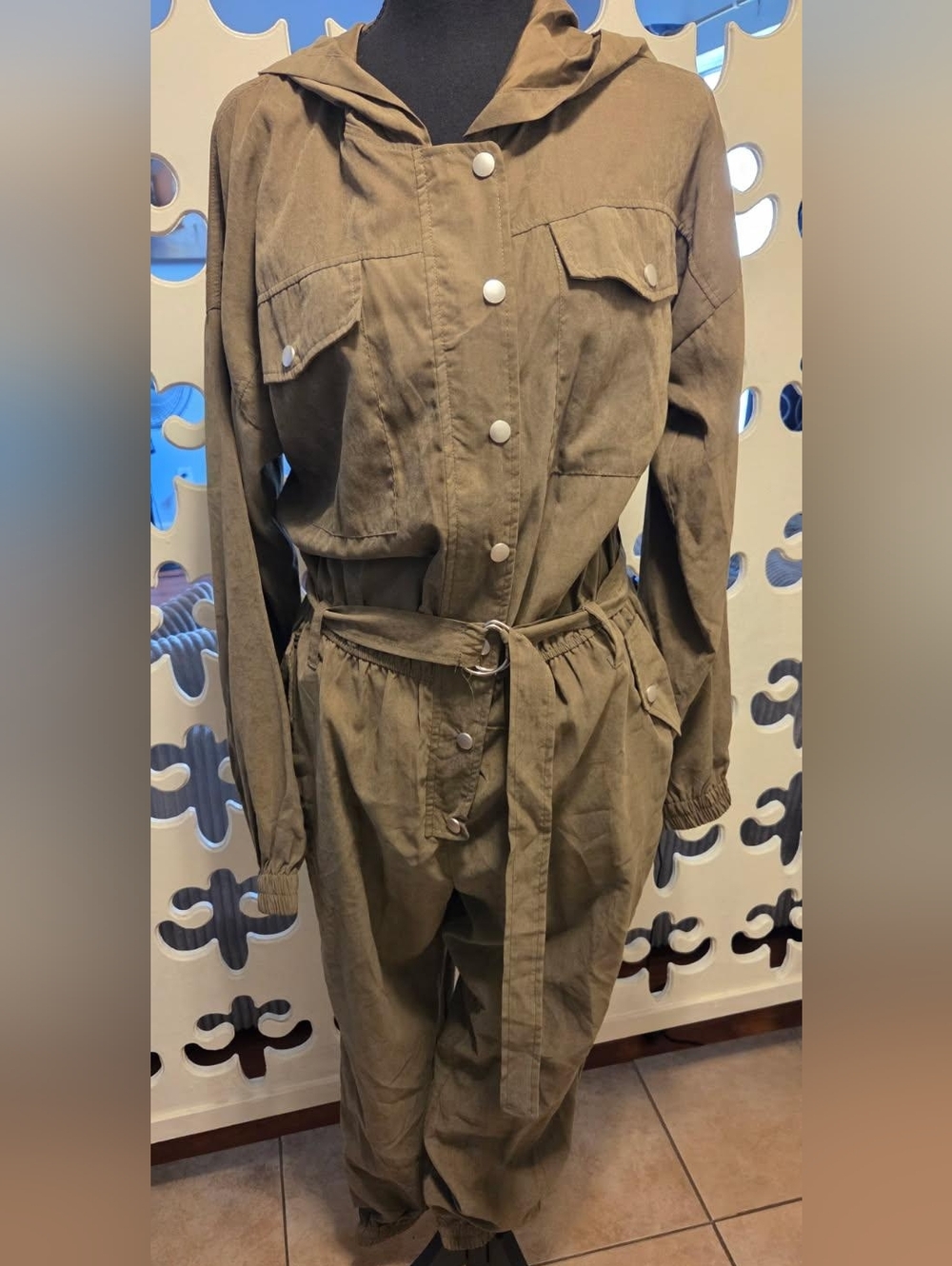 Utility Belted Jumpsuit in Olive